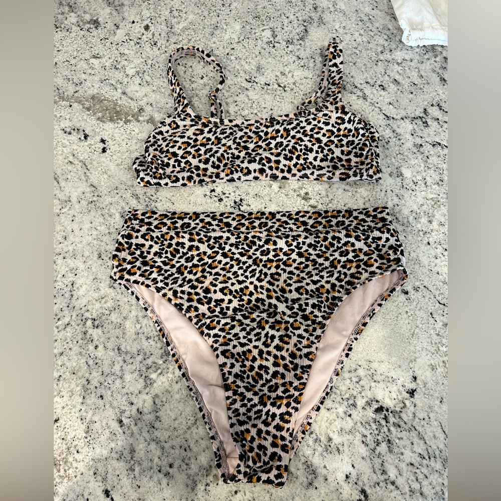 cheetah print high waisted bikini